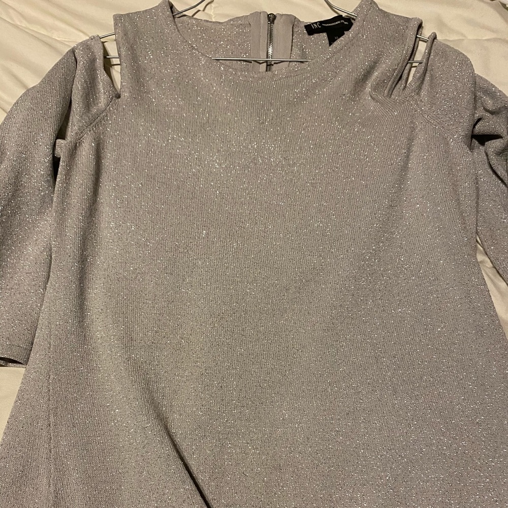 Silver off shoulder blouse bought at Macy’s